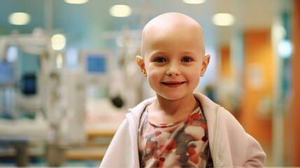 Brave young child smiling in a medical facility