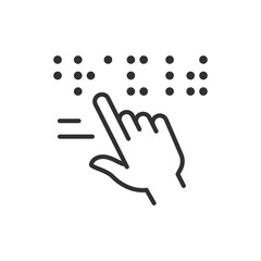 Braille reading, linear icon. Line with editable stroke
