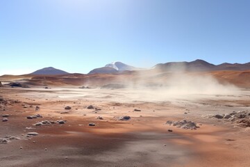 Fototapeta na wymiar a barren landscape with active geysers