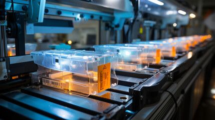 Injection Molding: High-speed plastic injection molding machines in action, producing medical components.
