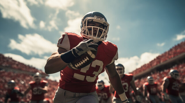 America college football, Action shot on the field.