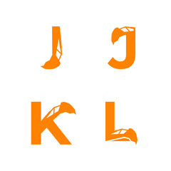 Letter I J K L with excavator arm. I J K L excavator logo template, hydraulic initials © yafi4