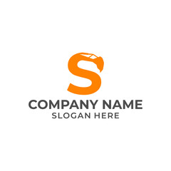 Letter S logo with excavator arm. S excavator logo template, hydraulic logo initials