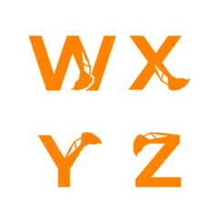 Foto op Canvas Letter W X Y Z with excavator arm. W X Y Z excavator logo template, hydraulic initials © yafi4
