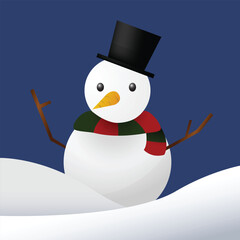 Snowman on Christmas festival vector illustration