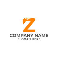 Letter Z logo with excavator arm. Z excavator logo template, hydraulic logo initials