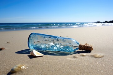 Fototapeta na wymiar message in a bottle washed ashore