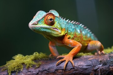 Naklejka premium a chameleon changing its colors