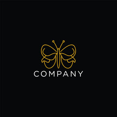 Butterfly line art elegant luxury logo icon design template flat vector
