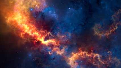 Spiral nebula and stars in space. Abstract fractal art background. © synthetick