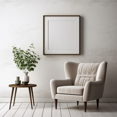 Generative AI,Mock up poster frame in interior background, 3d render illustration