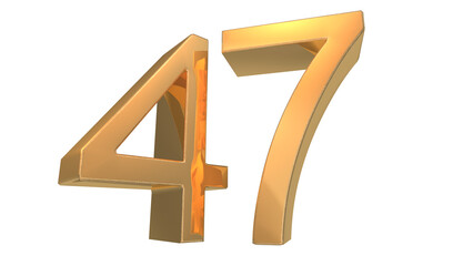 Creative design gold 3d number 47