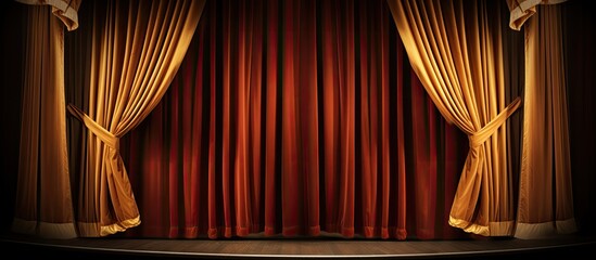 Curtain rises at the theater With copyspace for text