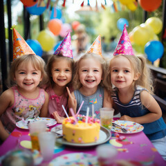 children celebrating birthday