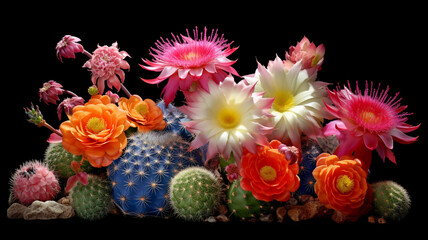 beautiful flowers from cactus in the garden