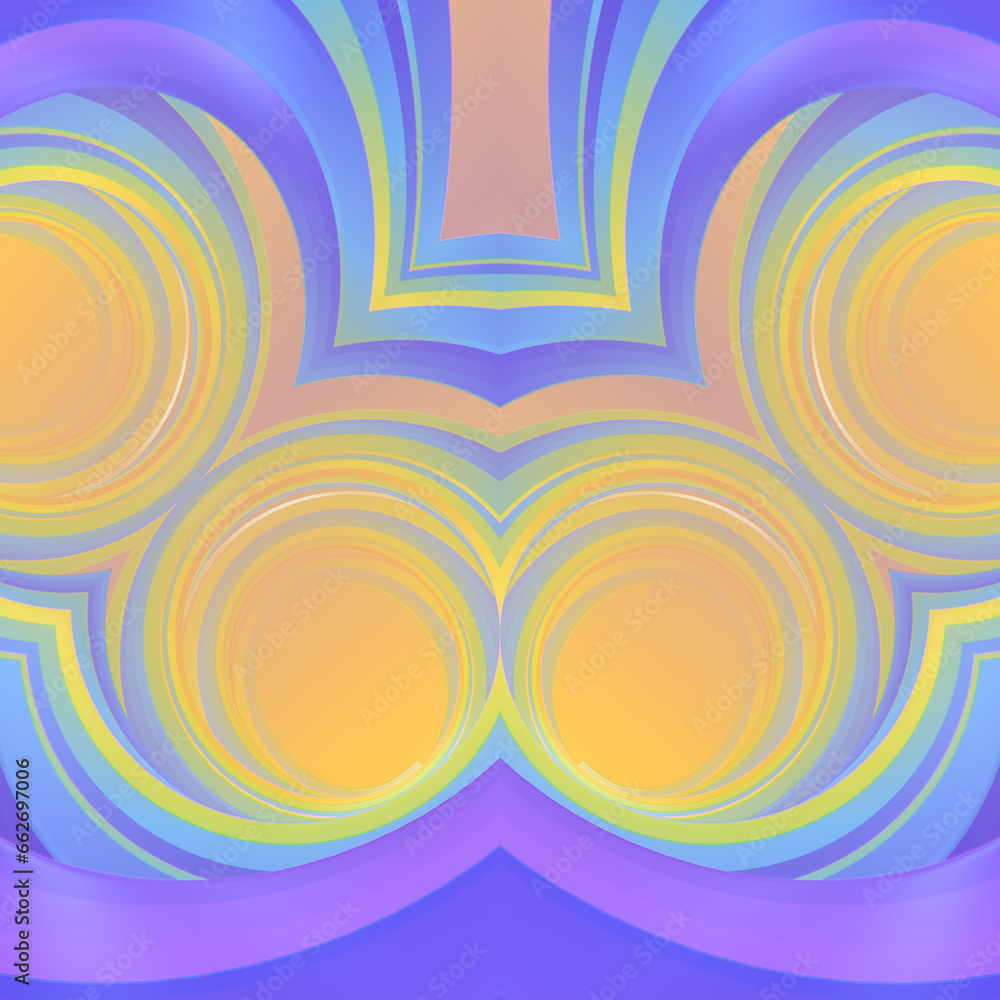 Leinwandbilder smooth organic pattern digital illustration. curved lines with neon stripes. modern 3d rendering cre