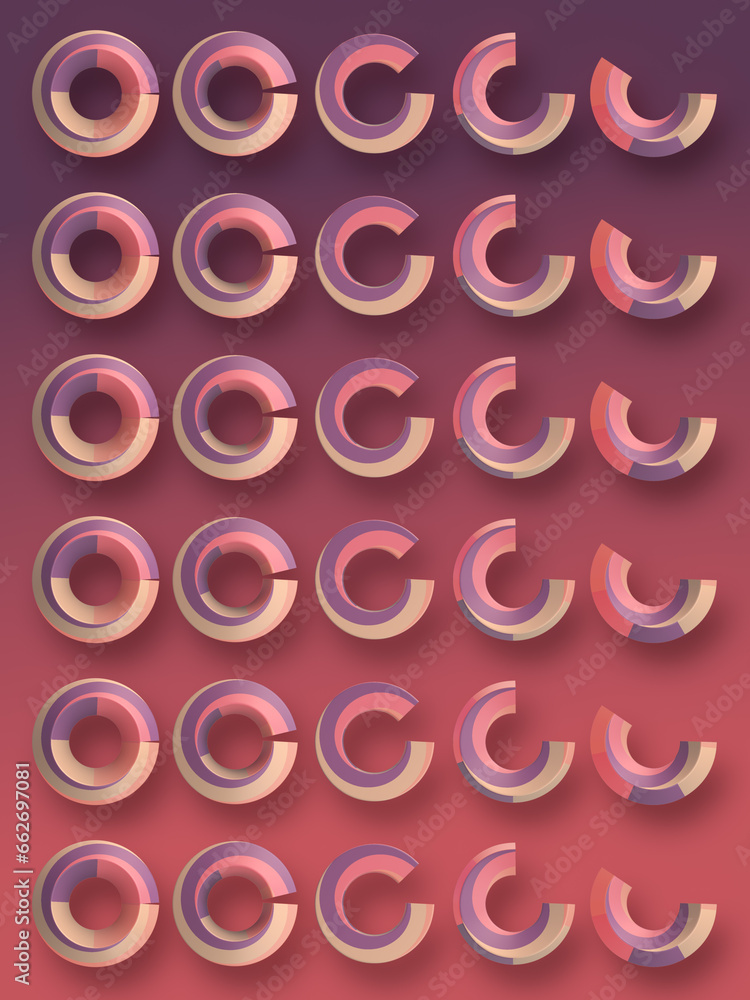 Poster Three-dimensional loading indicators with multicolored texture. 3d rendering digital illustration