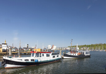 Fototapeta premium Walking in Flensburg's streets along the sea side, Germany 