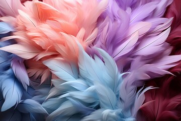 Pastel feather fantasy in hues of lilac and mint, Generative AI