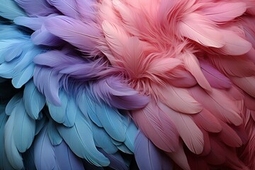 Pastel feather fantasy in hues of lilac and mint, Generative AI