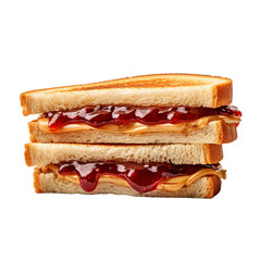sandwich with peanut butter and jelly isolated on white background, ai generated