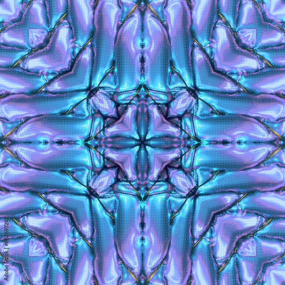 Poster futuristic digital illustration of a pattern of air-filled metallized cylinders wrapped in steel wir