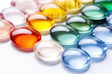 different colored hard and soft contact lenses on standby - obrazy, fototapety, plakaty