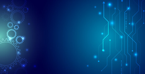 Futuristic web banner template. Internet security, protection. Digital internet communication on blue background. Engineering vector illustration. Modern science technology background.