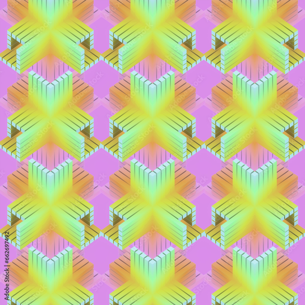 Leinwandbilder trendy background with neon colored geometric rectangular shapes. 3d rendering illustration