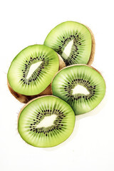 Fototapeta premium Sliced kiwi fruits, watercolor illustration, isolated on white background