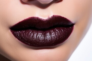 dark lipstick on a white surface contrasted with bright veneers