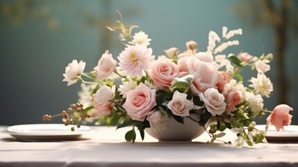 Decoration at a wedding, Flowers on a Wedding table centerpieces.