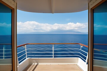 Fototapeta na wymiar luxurious cruise ship balcony view facing the sea