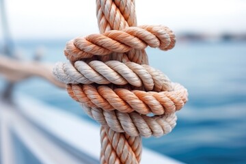 Fototapeta premium close-up of a rope knot used on a cruise ship