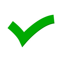 Flat design green check mark. Vector.