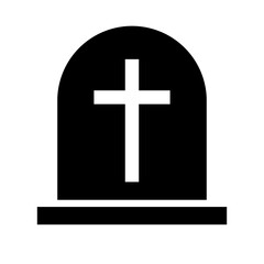 Fototapeta premium Christian tomb silhouette icon with cross engraved. Vector.