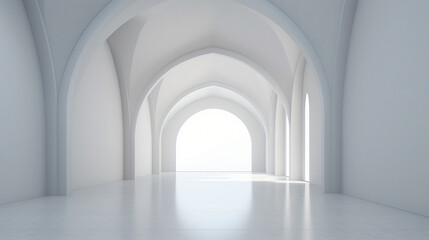View of empty white room with arch design  - obrazy, fototapety, plakaty