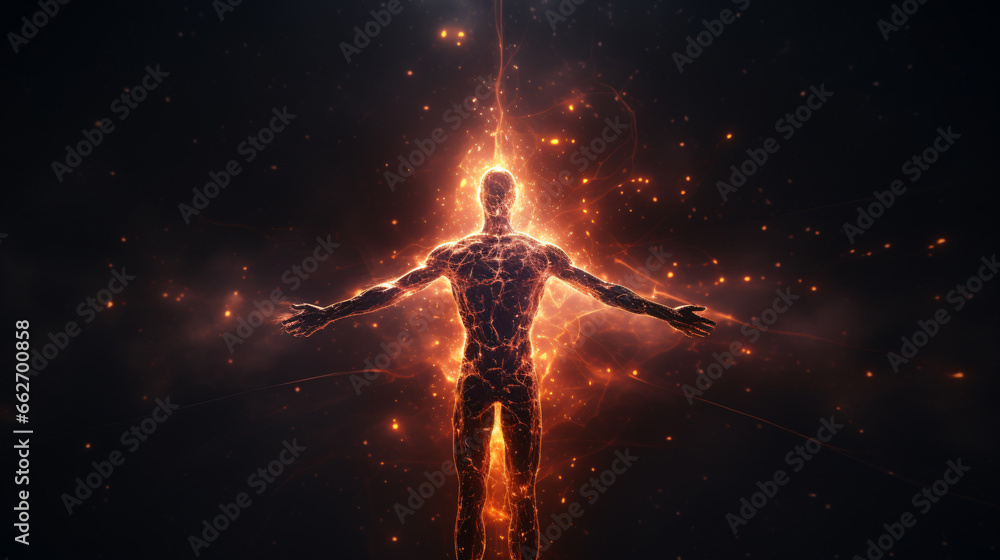 Wall mural exploring the cosmic bond: humanity's connection to the universe