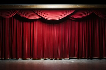 closed curtains on a stage in a drama theatre