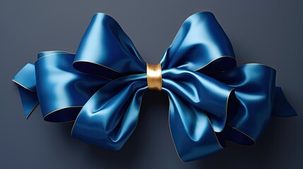 Big bow blue and gold, gift card, Christmas promotions. Generative AI