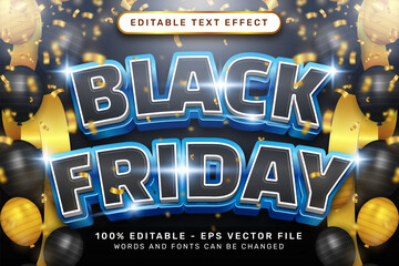 black friday 3d text effect and editable text effect whit ribbon bows and balloons illustration