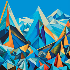 Vector illustration of mountains in a Cubist style. EPS-10