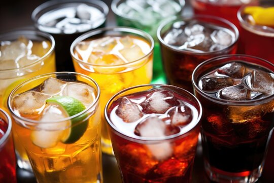 rows of various soft drinks and sodas