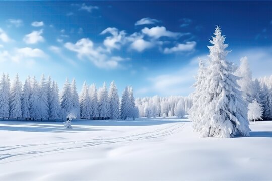 A Winter Landscape With Snow Covered Trees