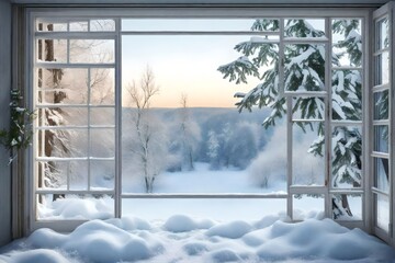 snow covered window
