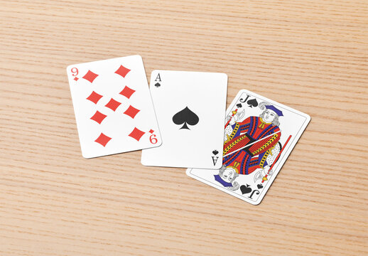 Mockup of three customizable playing cards