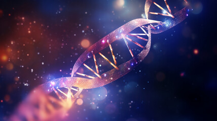 Luminous double helix strands of abstract DNA, genome