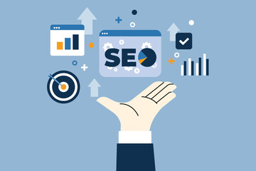 Businessman analysis digital data, time management, Flat design concept.