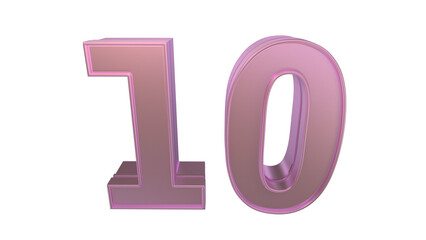 Creative designmetal 3d number 10