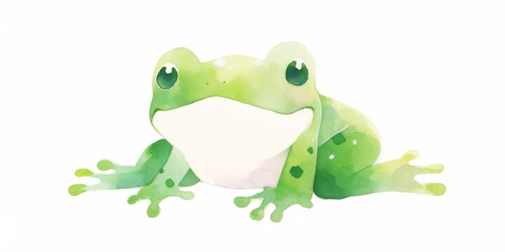 Cute frog hand drawn watercolor illustration.